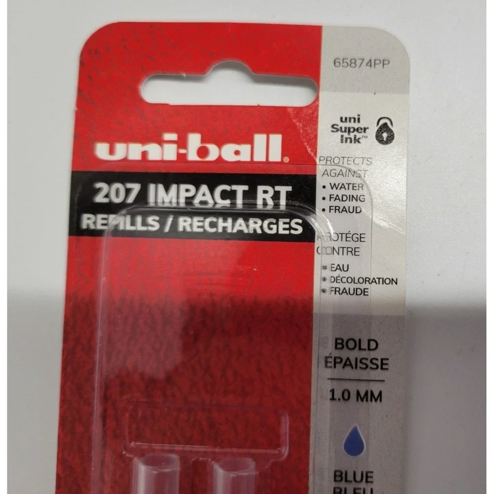 Five NIP Uni-Ball 207 Impact RT Blue Ink Pen Refill 2 Packs 65874PP‎ Bold 1.0MM